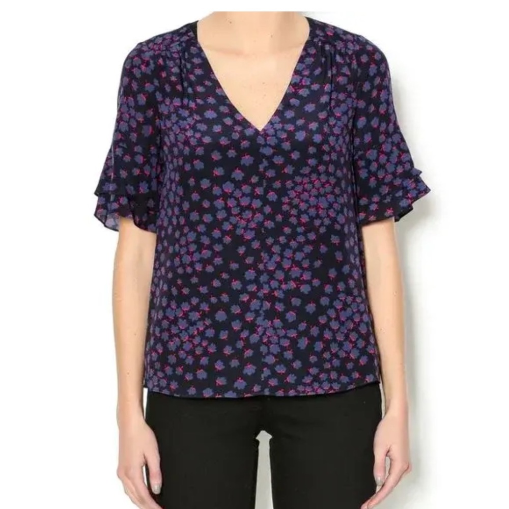 Rebecca Taylor Aster Floral silk Blouse.Size 0. Excellent condition.